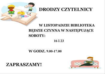 Biblioteka otwarta w soboty- listopad Biblioteka otwarta w soboty- listopad