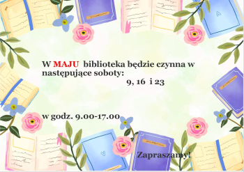 Biblioteka otwarta w soboty - maj 2026