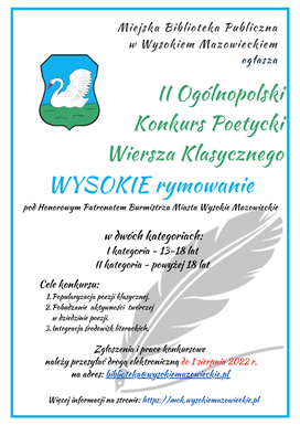 II Ogólnopolski Konkurs Poetycki Wiersza Klasycznego "WYSOKIE rymowanie"