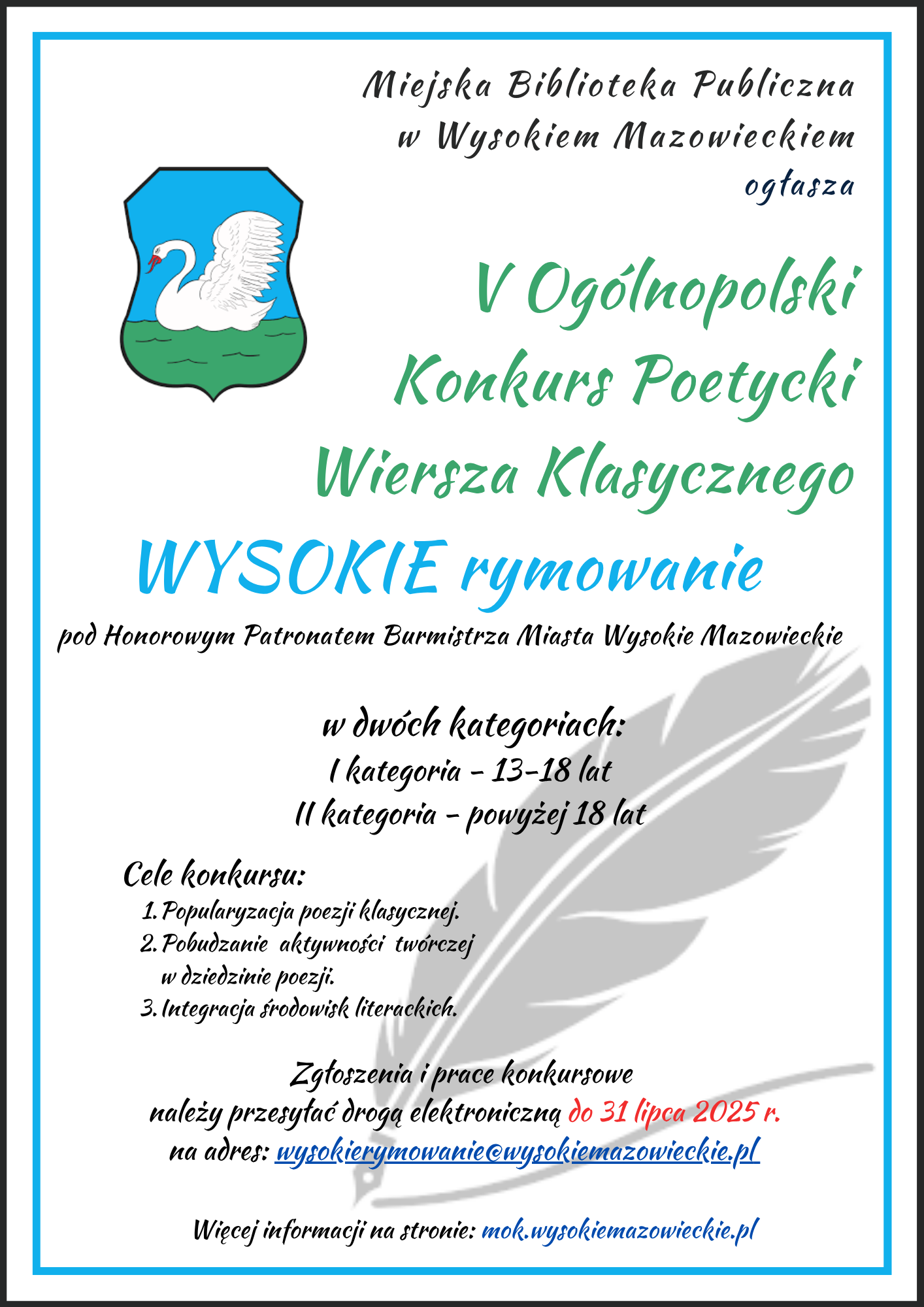 V Ogólnopolski Konkurs Wiersza Klasycznego WYSOKIE rymowanie!